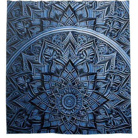 Blauwe Mandala Douchegordijn (Voorkant)