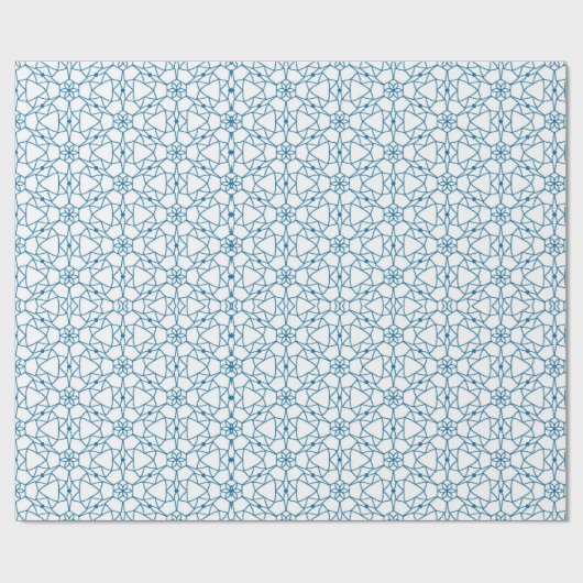 Blauwe mandala geometrie cadeaupapier (Vlak)