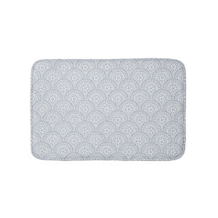 Blauwe mandala golven patroon op witte achtergrond badmat