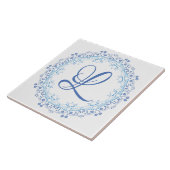 Blauwe Mandala Keramische Tegel Tegeltje (Zijkant)