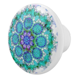Blauwe mandala keramische trekker knop