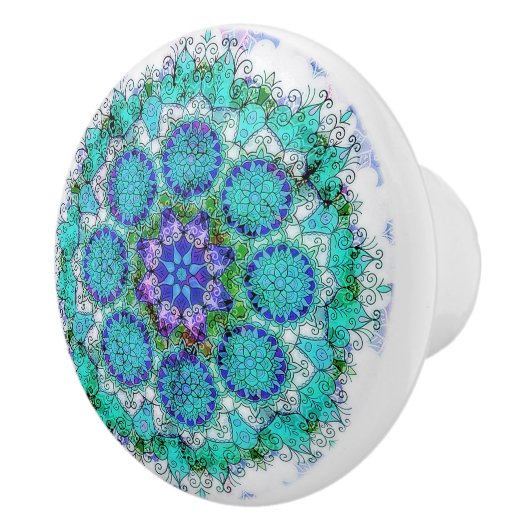Blauwe mandala keramische trekker knop (Rechts)