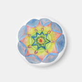 Blauwe mandala klein, 1¼ inch ronde magneet (Voorkant)