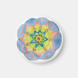 Blauwe mandala klein, 1¼ inch ronde magneet