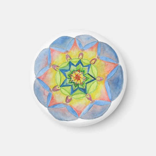 Blauwe mandala klein, 1¼ inch ronde magneet (Voorkant)