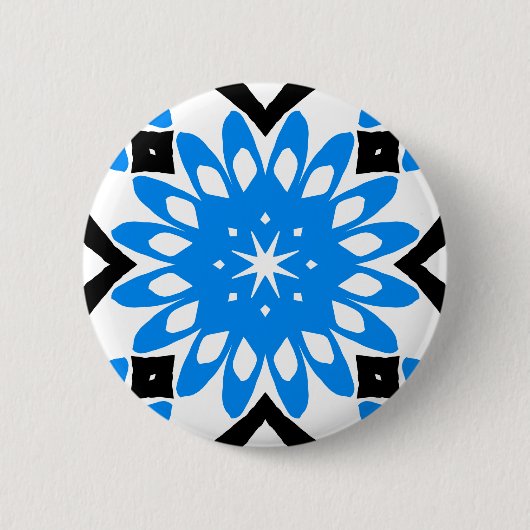 Blauwe mandala kunst bloem knop ronde button 5,7 cm (Voorkant)