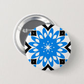 Blauwe mandala kunst bloem knop ronde button 5,7 cm (Voorkant /achterkant)