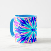 blauwe mandala kunstwerk mok (Voorkant links)