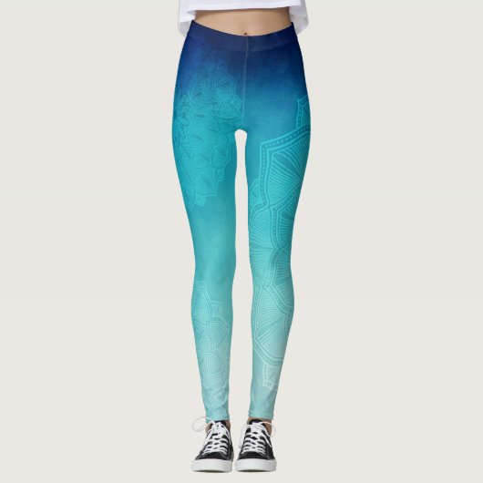 Blauwe Mandala Leggings (Voorkant)