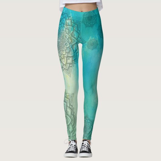 Blauwe mandala leggings (Voorkant)