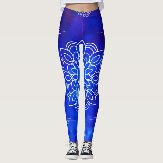 Blauwe Mandala-Leggings Leggings (Voorkant)