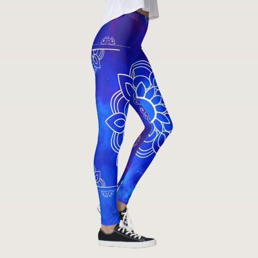 Blauwe Mandala-Leggings Leggings (Rechts)