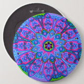 Blauwe Mandala Mode Button Jewelry Broach Pin (Voorkant /achterkant)