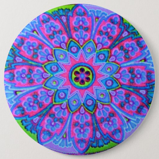 Blauwe Mandala Mode Button Jewelry Broach Pin (Voorkant)