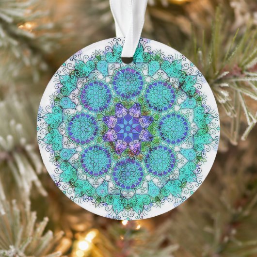 Blauwe mandala ornament (Boom)
