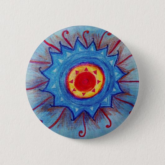 Blauwe Mandala Ronde Badge Button 5,7 Cm (Voorkant)