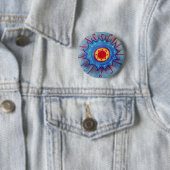 Blauwe Mandala Ronde Badge Button 5,7 Cm (In situ)