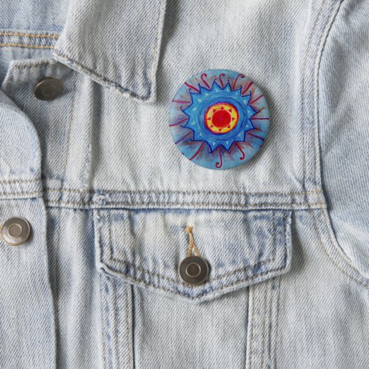 Blauwe Mandala Ronde Badge Ronde Button 5,7 Cm (In situ)