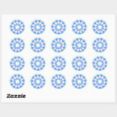 blauwe mandala ronde sticker (Vel)