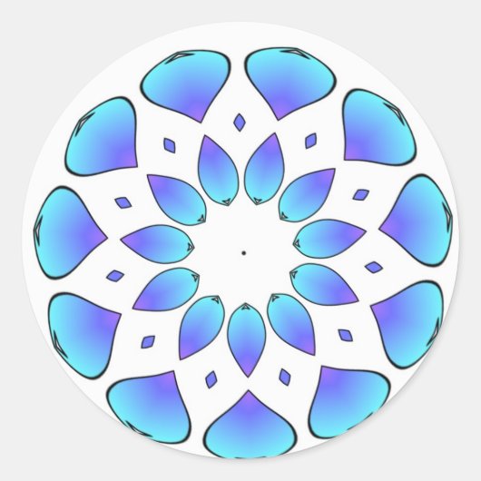 blauwe mandala ronde sticker (Voorkant)