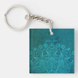 Blauwe mandala sleutelhanger