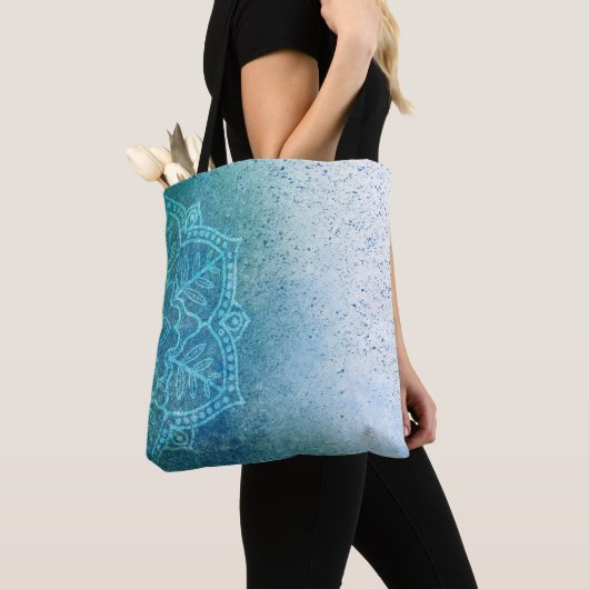 Blauwe mandala tote bag (Dichtbij)