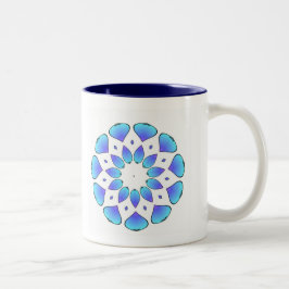 blauwe mandala tweekleurige koffiemok
