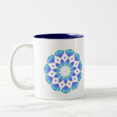 blauwe mandala tweekleurige koffiemok (Links)