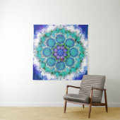 Blauwe mandala wandtapijt wandkleed (In situ)