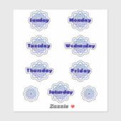 Blauwe Mandalas Dagen van de Week Planner Vet Sticker (Vel)