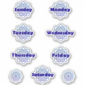 Blauwe Mandalas Dagen van de Week Planner Vet Sticker (Voorkant)