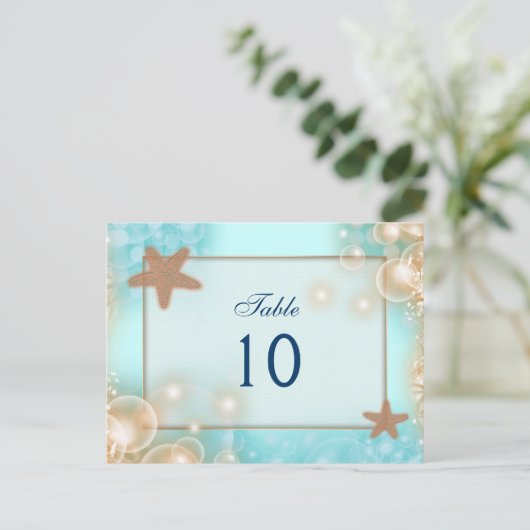 Blauwe mandarijn bruiloft TAFEL NUMMER Briefkaart (Staand voorkant)