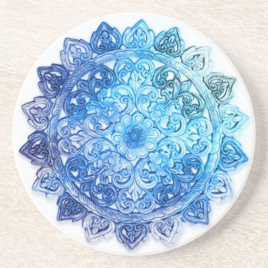 Blauwe Mandela Zandsteen Onderzetter (Voorkant)