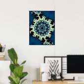 Blauwe Mandelbrot Fractal Poster (Thuiskantoor)