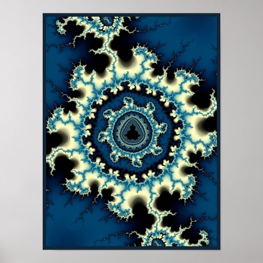 Blauwe Mandelbrot Fractal Poster (Voorkant)