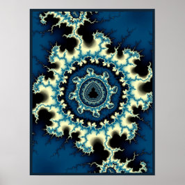 Blauwe Mandelbrot Fractal Poster
