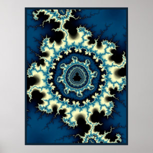 Blauwe Mandelbrot Fractal Poster