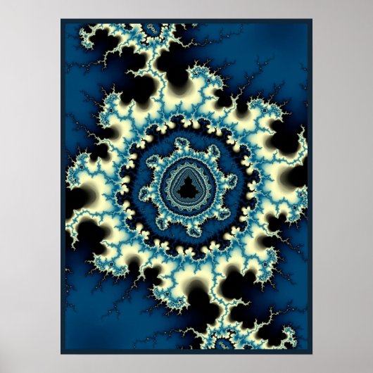 Blauwe Mandelbrot Fractal Poster (Voorkant)
