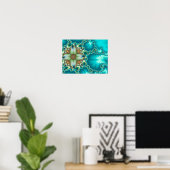 Blauwe Mandelbrot Fractal Poster (Thuiskantoor)