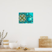 Blauwe Mandelbrot Fractal Poster (Keuken)