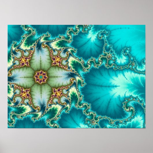 Blauwe Mandelbrot Fractal Poster (Voorkant)