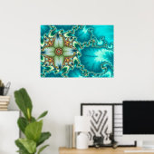 Blauwe Mandelbrot Fractal Poster (Thuiskantoor)