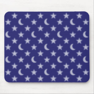 Blauwe manen en sterren patroon muismat