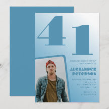Blauwe Mannen Fotogradiënt 41e verjaardagsuitnodig