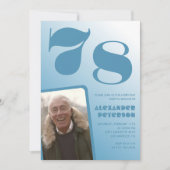 Blauwe Mannen Fotogradiënt 78e verjaardag uitnodig Kaart (Voorkant)