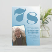 Blauwe Mannen Fotogradiënt 78e verjaardag uitnodig Kaart (Staand voorkant)