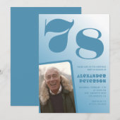 Blauwe Mannen Fotogradiënt 78e verjaardag uitnodig Kaart (Voorkant / Achterkant)