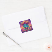 Blauwe Mannen paddenstoel Vierkante Sticker (Envelop)