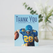 Blauwe Manuscript Bekleding Afstuderen Foto Dank u Briefkaart (Staand voorkant)