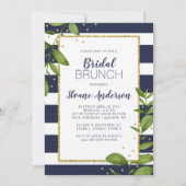 Blauwe marathons Botanische Bling Bridal Brunch Kaart (Voorkant)